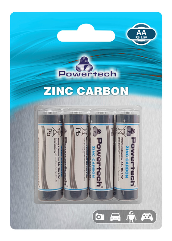 POWERTECH Zinc Carbon μπαταρίες PT-949, AA R6 1.5V, 4τμχ