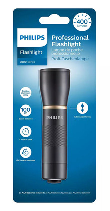 PHILIPS επαγγελματικός φακός LED SFL7000T-10, 7000 series, 400lm, μαύρος