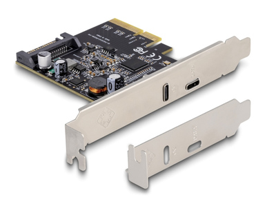 DELOCK κάρτα επέκτασης PCIe x4 σε USB-C & USB-C PD 90074, 20W, 20Gbps