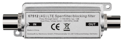 GOOBAY φίλτρο μπλοκαρίσματος LTE/4G 67512, coaxial, 5-790 MHz, ασημί