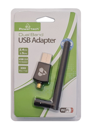 POWERTECH ασύρματος USB αντάπτορας δικτύου PT-1042, 600Mbps, 2.4/5GHz