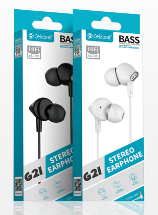 CELEBRAT earphones με μικρόφωνο G21, 3.5mm, 1.2m, μαύρα