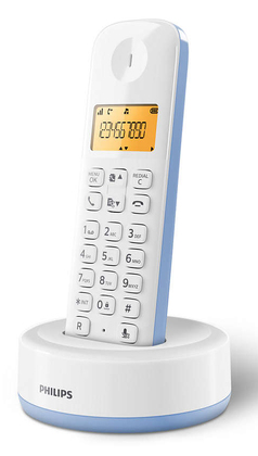 PHILIPS ασύρματο τηλέφωνο D1601S-34, με ελληνικό μενού, λευκό-μπλε