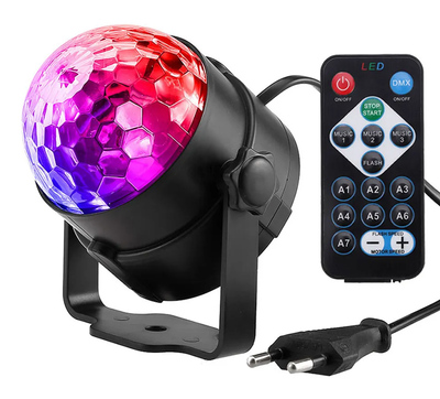 LED φωτορυθμικό φωτιστικό ZS48 με χειριστήριο, RGB, 3W, μαύρο