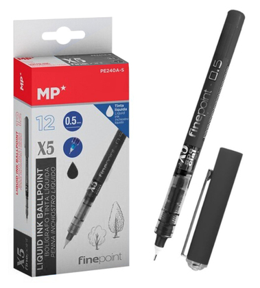 MP στυλό διαρκείας, καλλιγραφίας PE240N-S, 0.5mm, μαύρο, 12τμχ