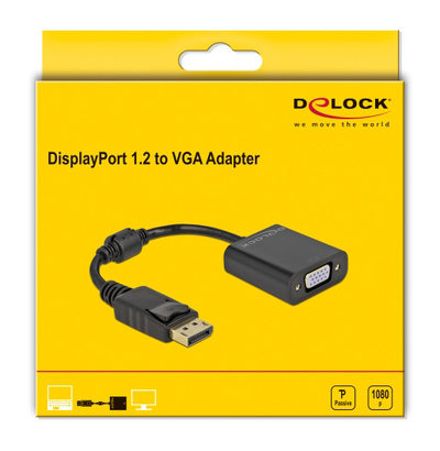 DELOCK αντάπτορας DisplayPort σε VGA 61006, 1920x1200p, passive, μαύρος