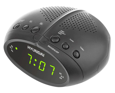 HYUNDAI επιτραπέζιο ρολόι & ραδιόφωνο RAC213G με ξυπνητήρι, μαύρο