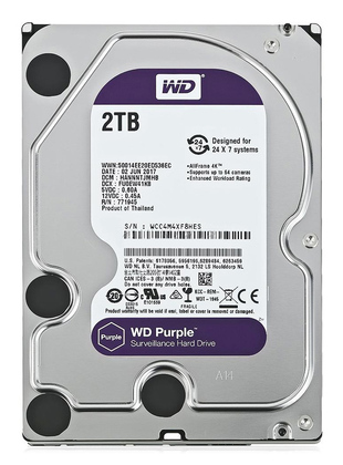 WD σκληρός δίσκος 3.5" Purple Surveillance 2TB, 256MB, 5400RPM, SATA III