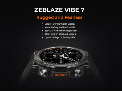 ZEBLAZE smartwatch Vibe 7, heart rate, 1.39" IPS, IP68, μαύρο