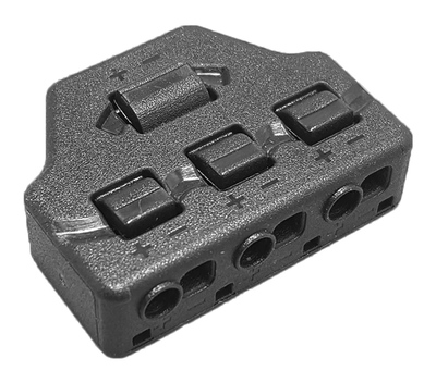 Splitter block TOOL-0096 για LED καλωδιοταινίες, 3-port, μαύρο