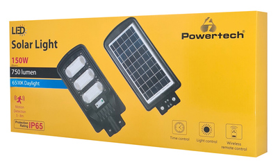 POWERTECH LED ηλιακός προβολέας HLL-0127-12, χειριστήριο, 150W, 10000mAh