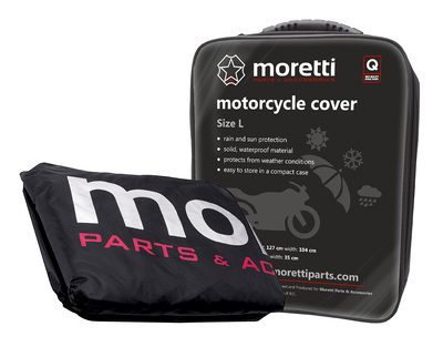 MORETTI κουκούλα μηχανής LXMA2753 με θήκη, L 246x104x127cm, μαύρη