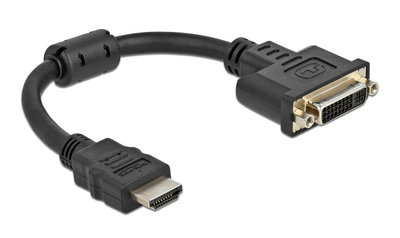 DELOCK αντάπτορας HDMI σε DVI 65206, 4K/30Hz, 20cm, μαύρος