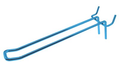 Used γάντζος διπλός για διάτρητο stand, μεταλλικός, 26cm, μπλε, 5τμχ