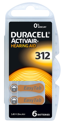 DURACELL μπαταρίες ακουστικών βαρηκοΐας Activair 312, 1.45V, 6τμχ