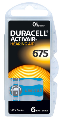 DURACELL μπαταρίες ακουστικών βαρηκοΐας Activair 675, 1.45V, 6τμχ