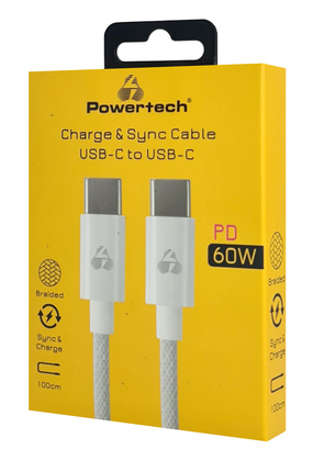POWERTECH καλώδιο USB-C PTR-0183, 60W, 480Mbps, 1m, λευκό
