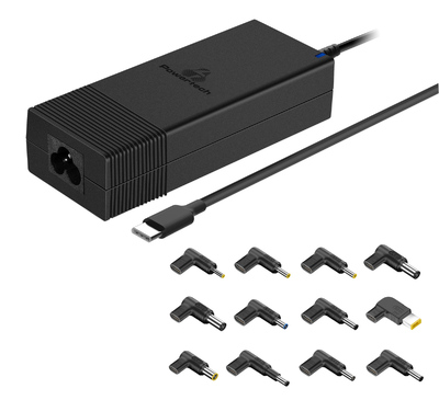 POWERTECH φορτιστής laptop PT-1256 με 12 βύσματα, USB-C PD, 90W, μαύρος