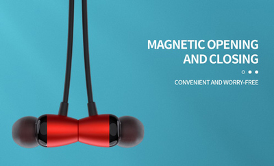 YISON earphones E19 με μαγνήτη, Bluetooth, 10mm, 130mAh, κόκκινα