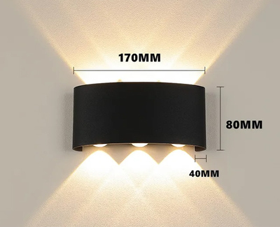 POWERTECH LED φωτιστικό τοίχου HLL-0161, 6W, 4000K, 480lm, IP65, μαύρο