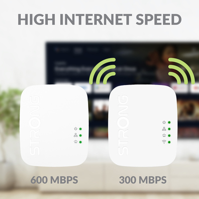 STRONG Powerline Kit POWERLWF600DUOMINI, 600Mbps, 300Mbps WiFi, 2τμχ