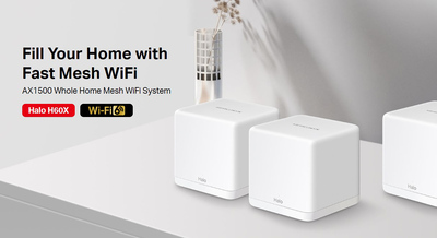MERCUSYS Mesh WiFi 6 System Halo H60X, 1500Mbps Dual Band, 3τμχ, V.1.0