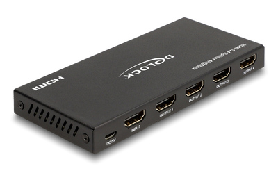 DELOCK HDMI splitter 18652 με downscaler πλήκτρο, 4 σε 1, 4K/60Hz, μαύρο