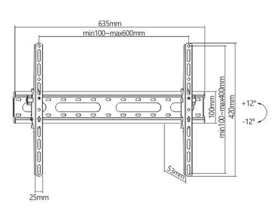 POWERTECH επιτοίχια βάση PT-1275 για τηλεόραση 37-80", έως 45kg