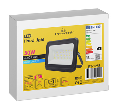 POWERTECH LED προβολέας PT-1257, 50W, 4000K, 4000lm, IP65