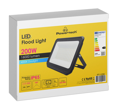 POWERTECH LED προβολέας PT-1259, 200W, 4000K, 16000lm, IP65