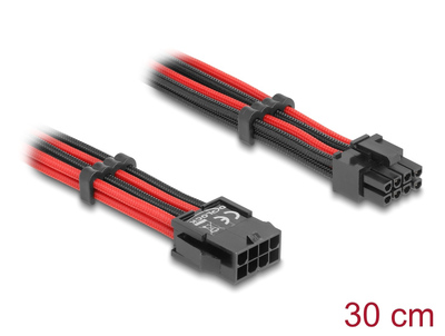 DELOCK καλώδιο 8 pin σε 6+2 pin PCIe 80975 με υφασμάτινη επένδυση, 30cm