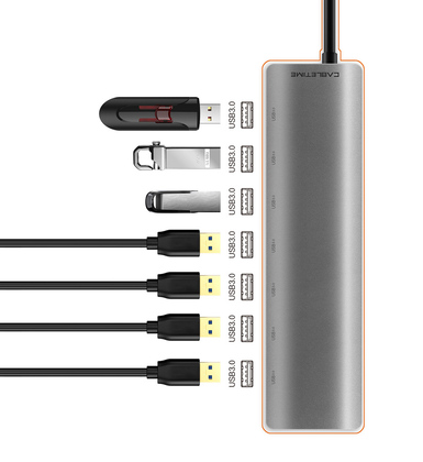 CABLETIME USB hub CT-HUB7, 7x θυρών, 5Gbps, USB-C σύνδεση, γκρι