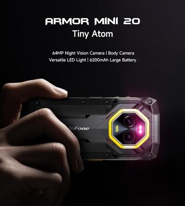 ULEFONE smartphone Armor Mini 20, 4.7", 8/256GB, 4G, 6200mAh, IP68/IP69K, μαύρο