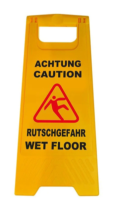 Προειδοποιητική πινακίδα "caution wet floor" 520112, 21-30x58cm, κίτρινη