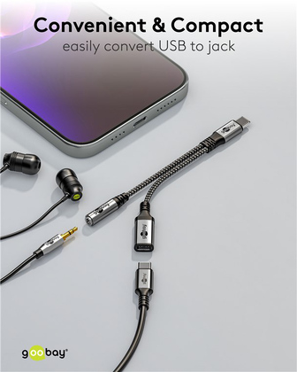 GOOBAY αντάπτορας USB-C σε 3.5mm & USB-C 74524, 60W, 480Mbps, γκρι