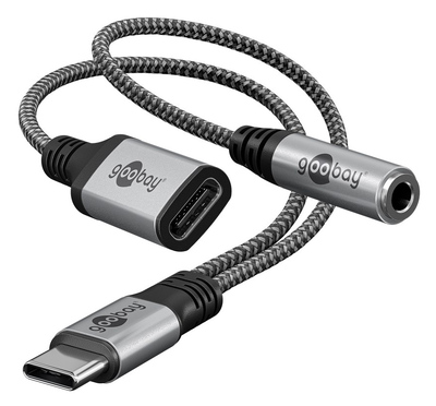 GOOBAY αντάπτορας USB-C σε 3.5mm & USB-C 74524, 60W, 480Mbps, γκρι