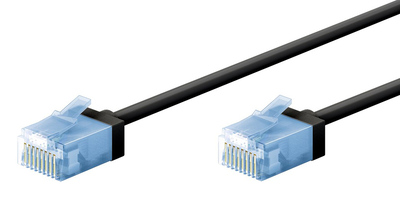 GOOBAY καλώδιο δικτύου 74231, CAT 6A U/UTP, slim, copper, 500MHz, 0.25m, μαύρο