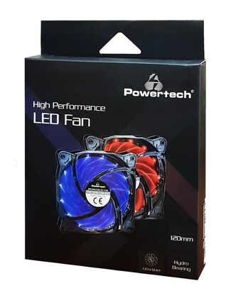 POWERTECH LED ανεμιστήρας PT-907, 120mm, 3pin/molex & 4 βίδες, μπλε