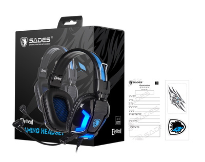 SADES Gaming Headset Element SA-702-BL, blue LED, 3.5mm, 40mm ακουστικά